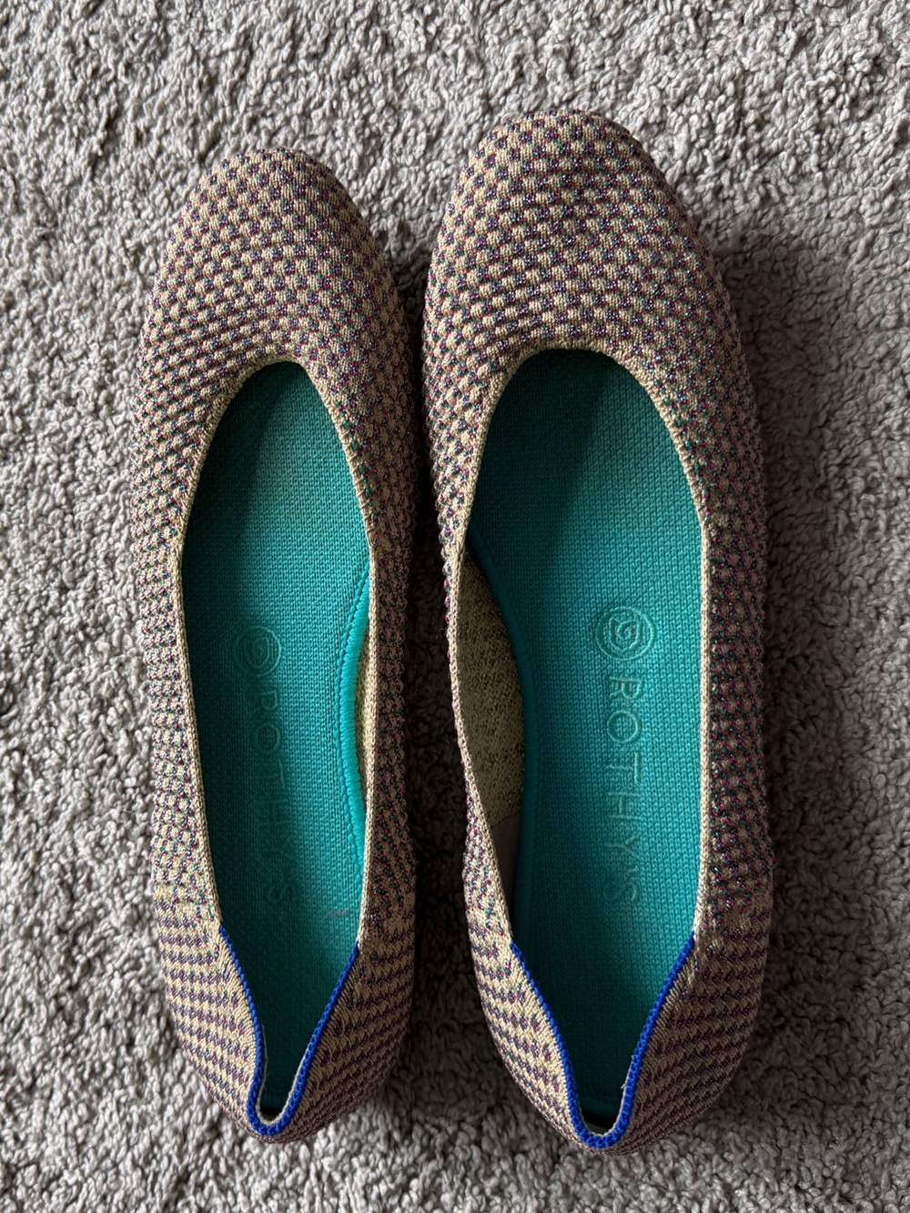 Rothy’s Women’s Multi Metallic Round Toe Gold Pink Blue Size 9